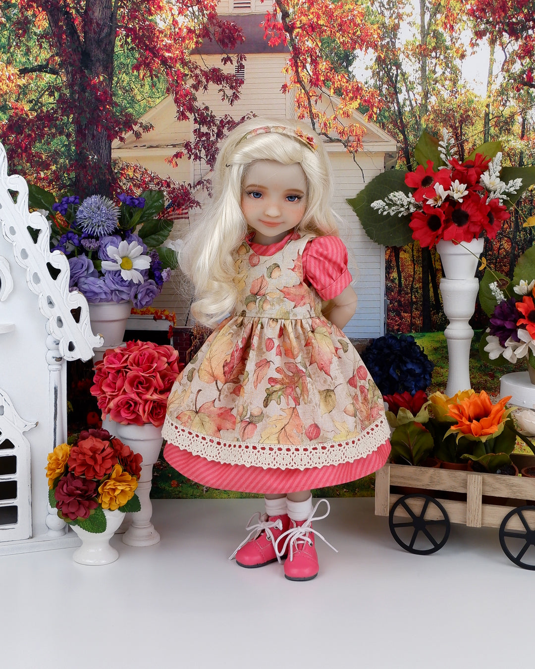 Valley Oak - dress & pinafore with boots for Ruby Red Fashion Friends doll