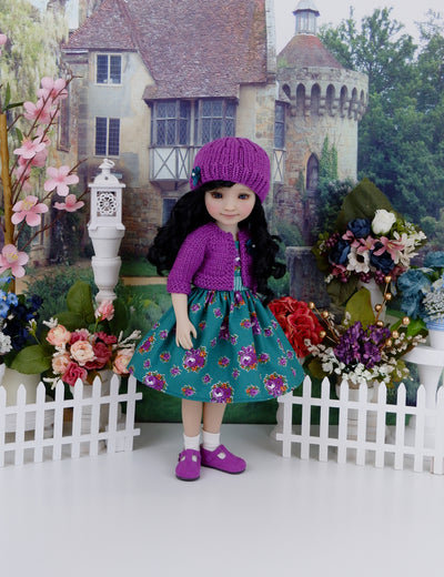 Vibrant Autumn Rose - dress and sweater set with shoes for Ruby Red Fashion Friends doll