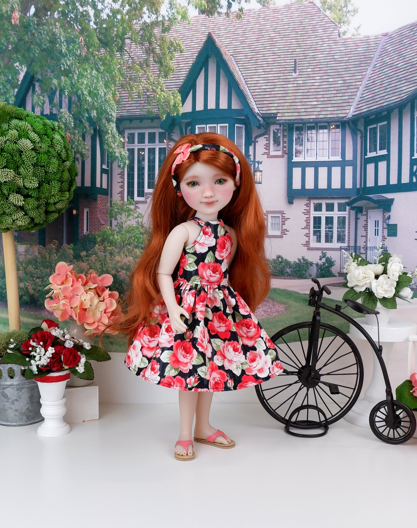 Vibrant Summer Rose - dress with shoes for Ruby Red Fashion Friends doll