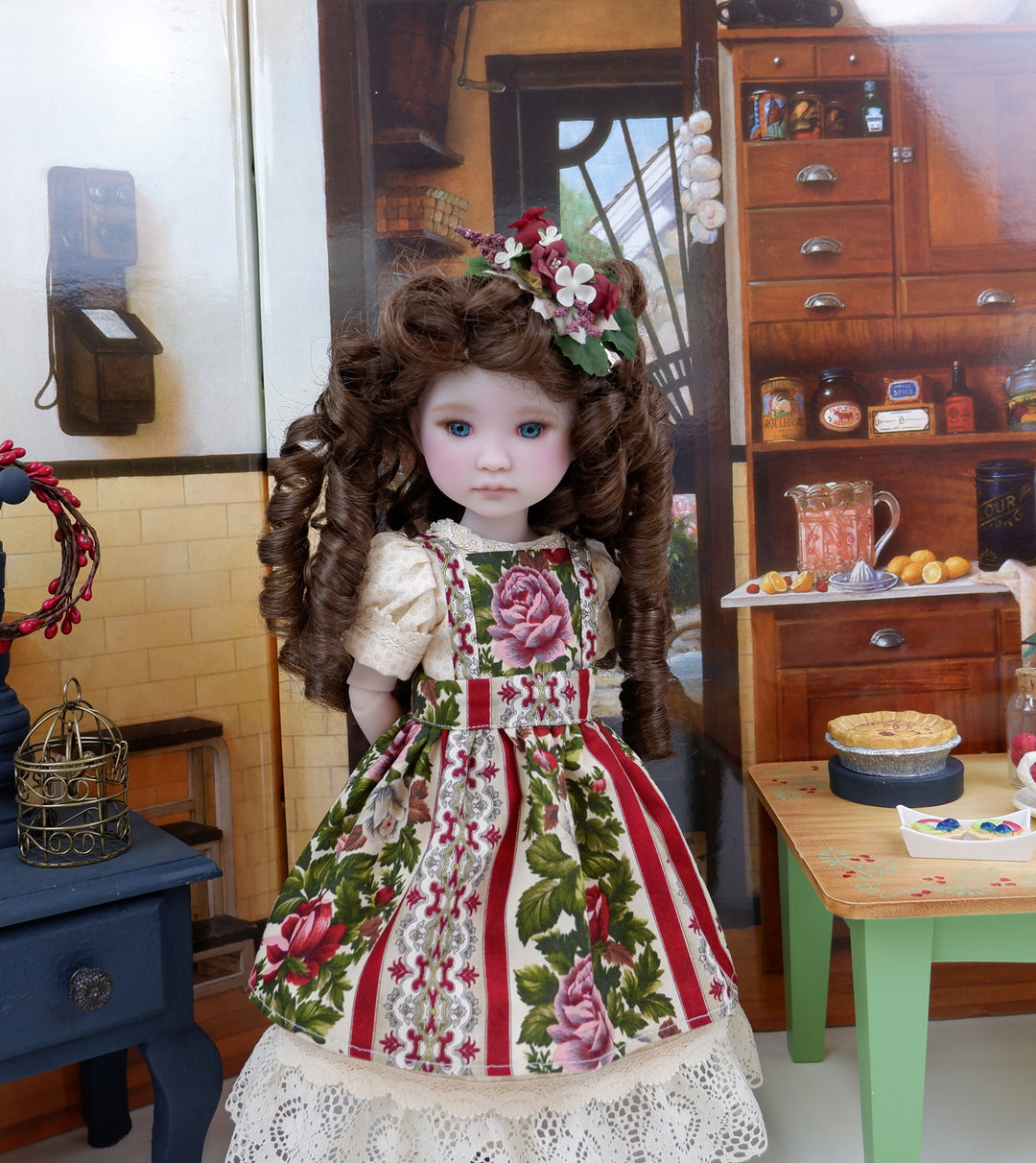 Vivian - custom Victorian themed Ruby Red Fashion Friend doll & wardrobe with shoes