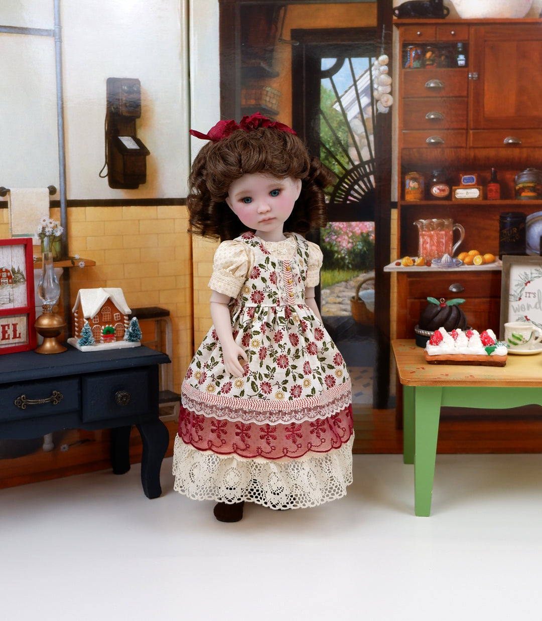 Vivian - custom Victorian themed Ruby Red Fashion Friend doll & wardrobe with shoes
