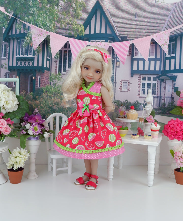 Watermelon Patch - dress with sandals for Ruby Red Fashion Friends doll