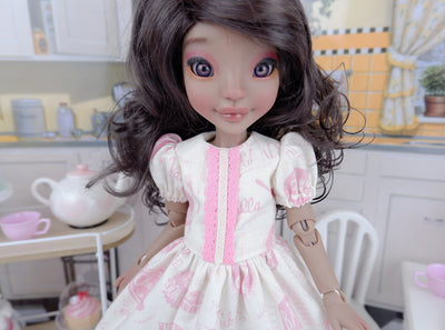 Wee Baker Pink - dress & apron with shoes for Ava BJD doll
