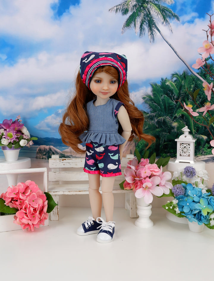 Wee Whale - top & shorts with shoes for Ruby Red Fashion Friends doll