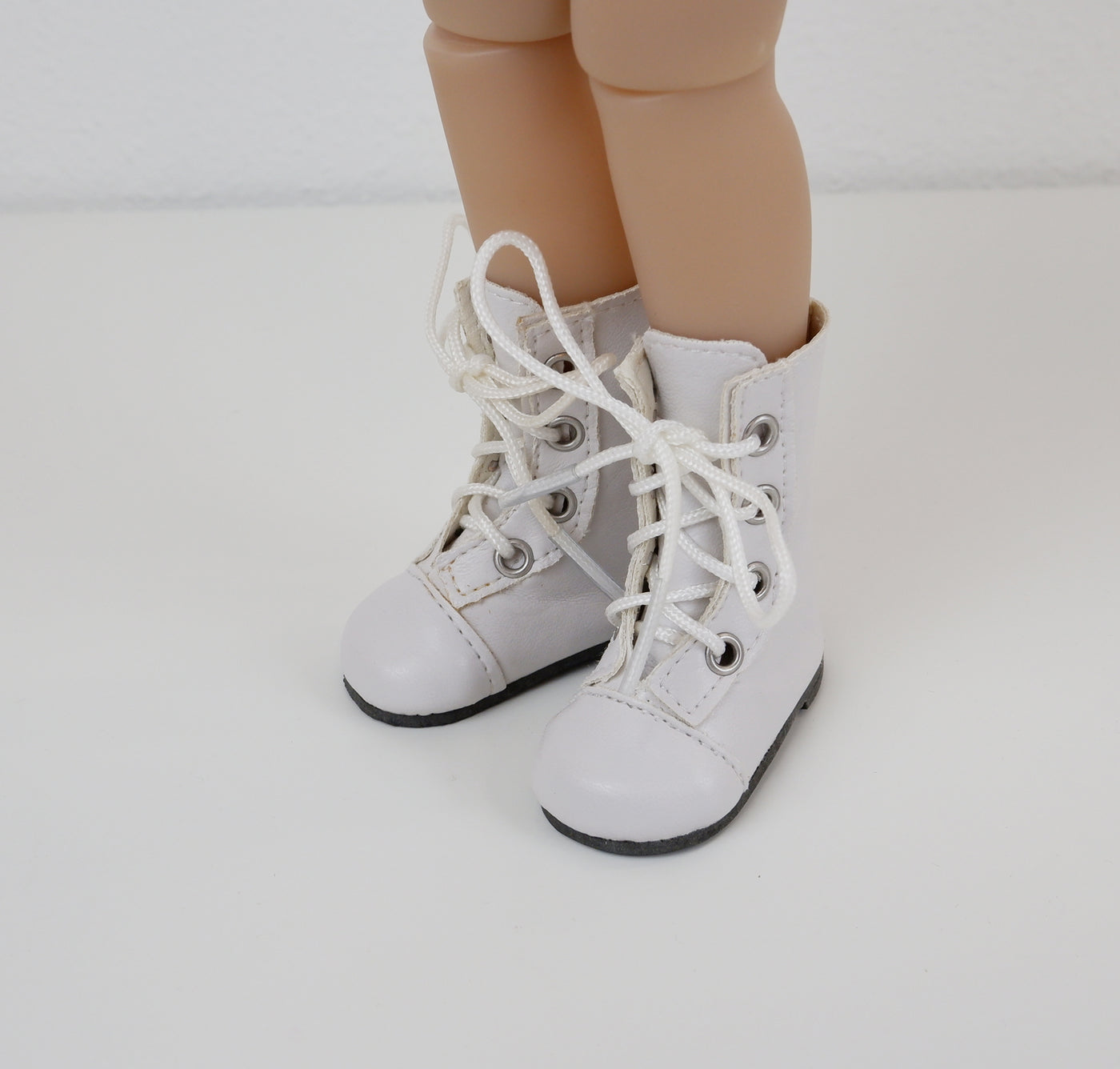 Mid Calf Lace Up Boots - White