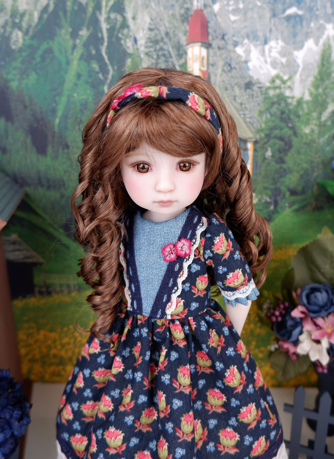 Williamsburg Floral - dress with boots for Ruby Red Fashion Friends doll