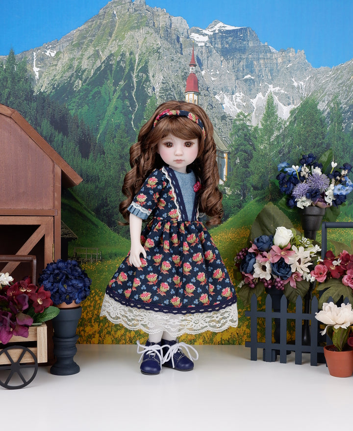Williamsburg Floral - dress with boots for Ruby Red Fashion Friends doll