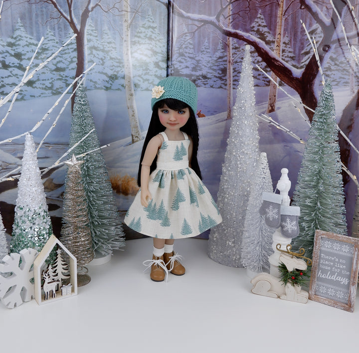 Winter Evergreens - dress and sweater set with boots for Ruby Red Fashion Friends doll