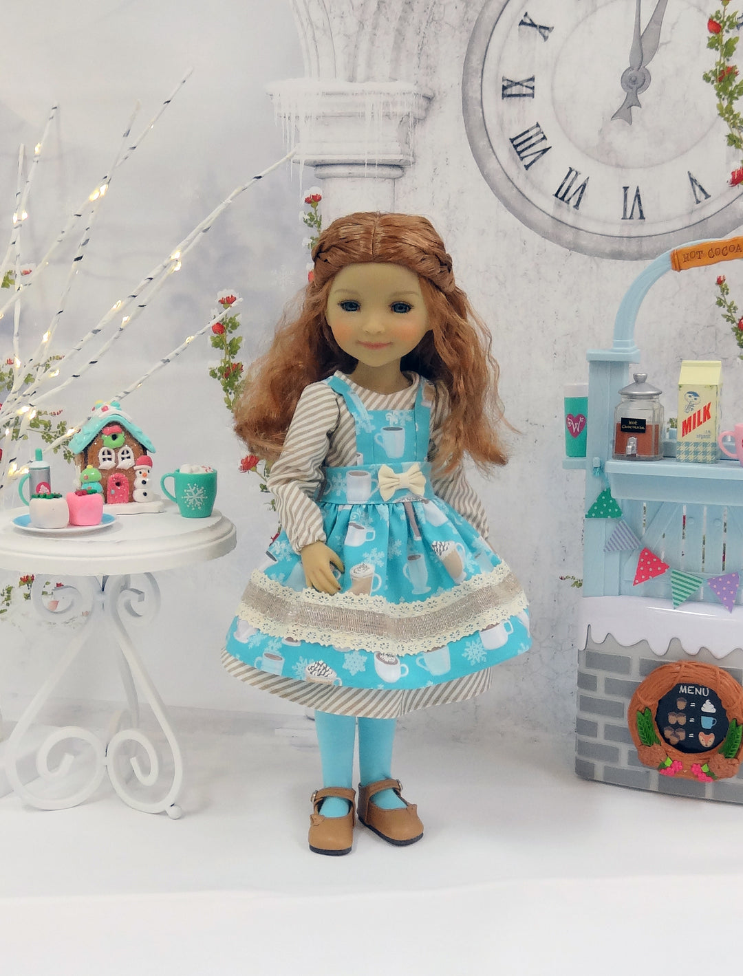 Winter Latte - dress & apron for Ruby Red Fashion Friends doll