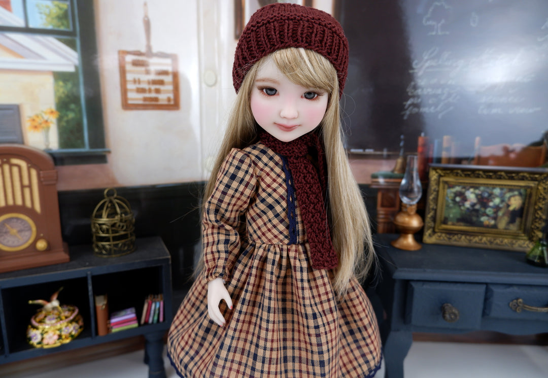 Winter Plaid - dress ensemble with boots for Ruby Red Fashion Friends doll