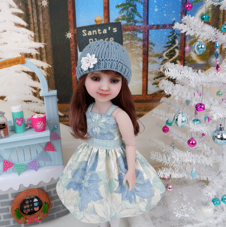 Winter Poinsettias - dress and sweater set with shoes for Ruby Red Fashion Friends doll