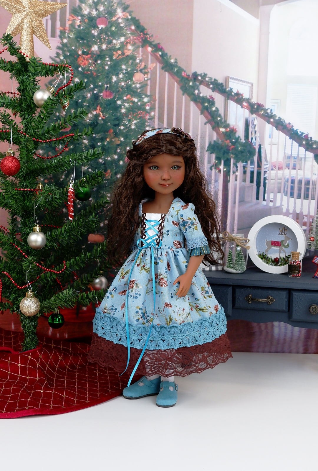 Winter Sugar Pine - dirndl dress ensemble with shoes for Ruby Red Fashion Friends doll