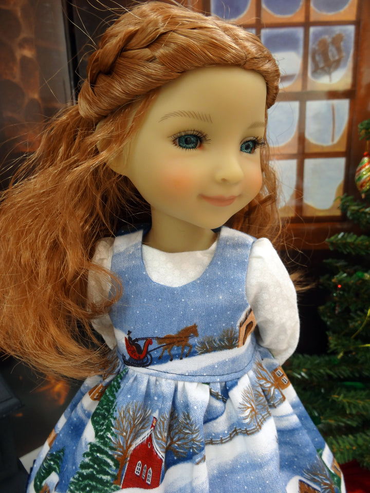 Winter Village - dress & pinafore for Ruby Red Fashion Friends doll
