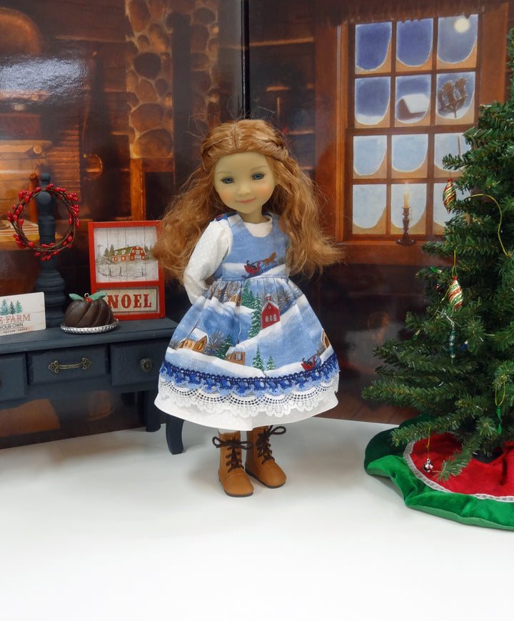 Winter Village - dress & pinafore for Ruby Red Fashion Friends doll