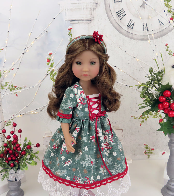 Winter's Bounty - dirndl dress ensemble with shoes for Ruby Red Fashion Friends doll