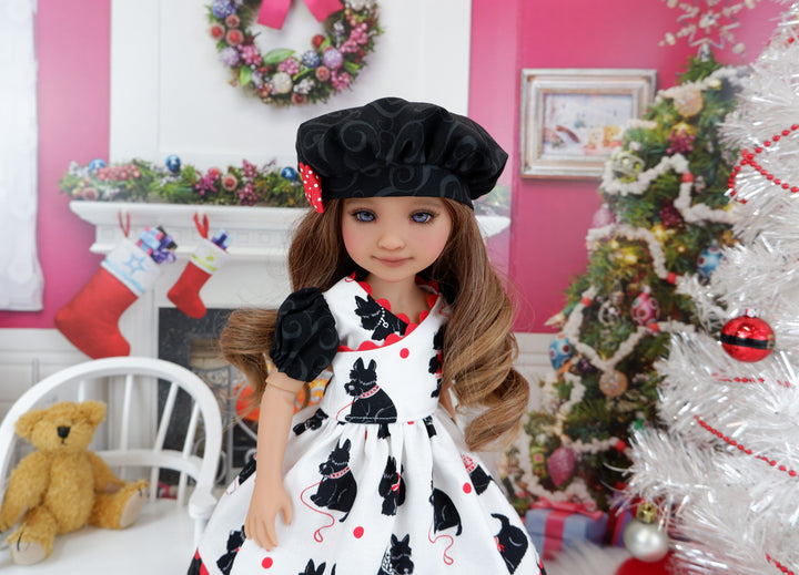 Xmas Scottie - dress with saddle shoes for Ruby Red Fashion Friends doll