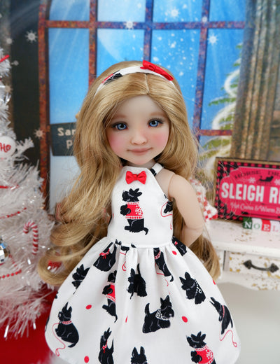 Xmas Scottish Terrier - dress with shoes for Ruby Red Fashion Friends doll