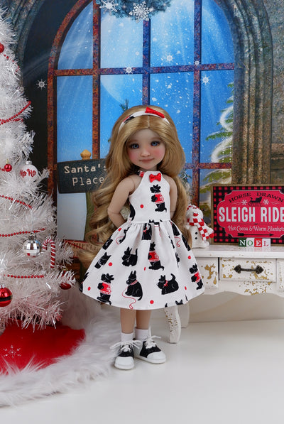Xmas Scottish Terrier - dress with shoes for Ruby Red Fashion Friends doll