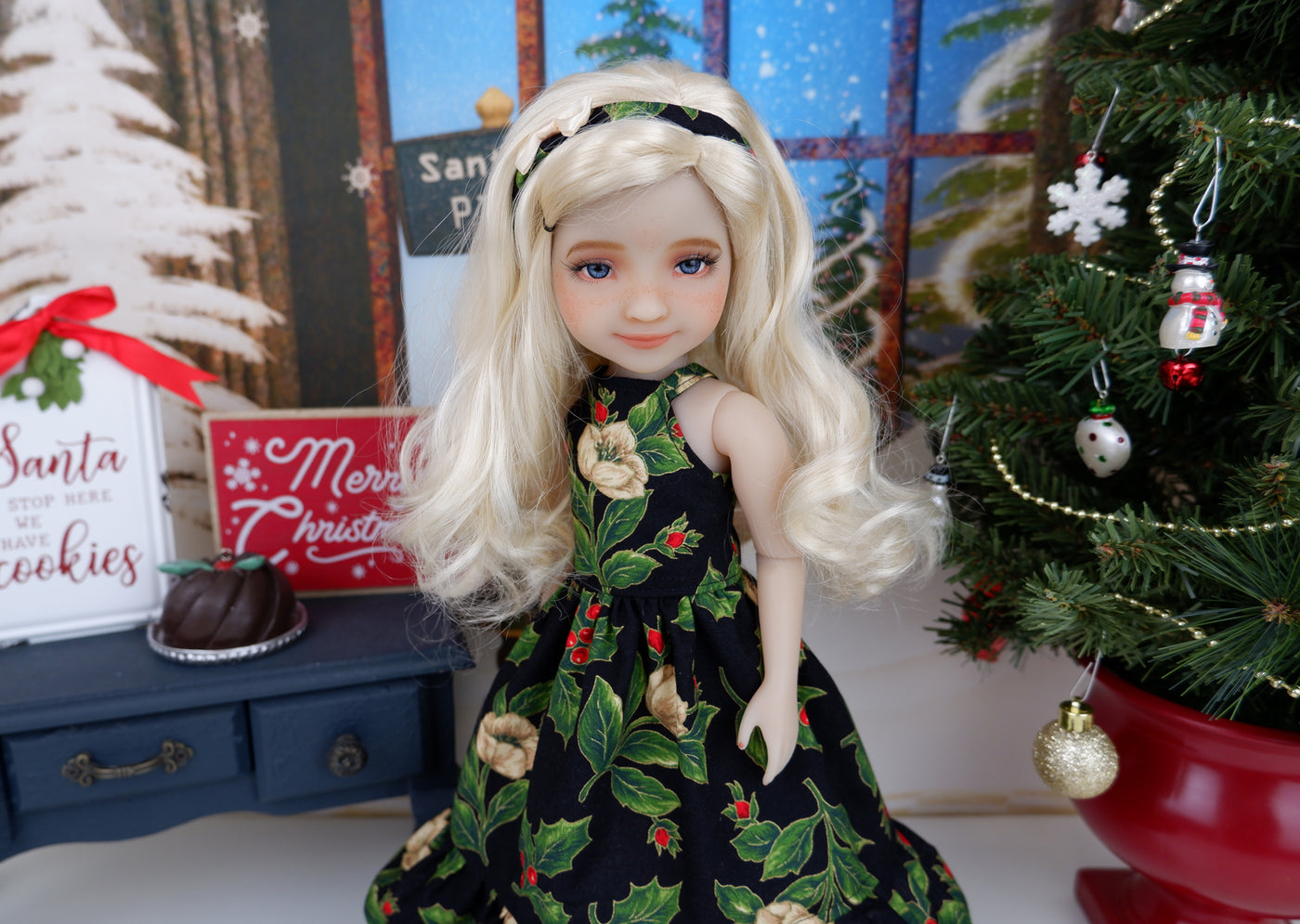 Yuletide Rose - dress with shoes for Ruby Red Fashion Friends doll